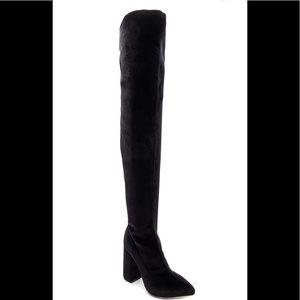 COPY - Black velvet over the knee boots